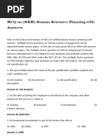 MCQ On (HRM) Human Resource Planning With Answers - SpeakHR