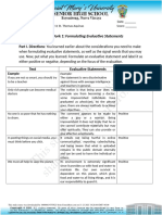 Written Work Formulating Evaluative Statement