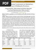 Smes Financing Constraints in Zimbabwe: The Case of Midlands Province