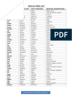 Regular Verbs List: Infinitive Simple Past Past Participle Meaning (Significado)