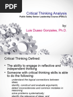 Critical Thinking Analysis: Luis Duaso Gonzales, PH.D