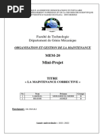 Mini-Projet: Faculté de Technologie Département de Génie Mécanique