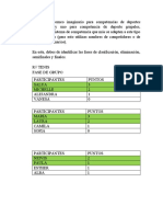 Elabora Un Torneo Imaginario para Competencias de Deportes Individuales y Uno para Competencia de Deporte Grupales