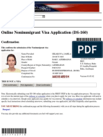 Online Nonimmigrant Visa Application (DS-160) : Confirmation