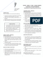 Staco 1010 Transformer Series Owners Manual