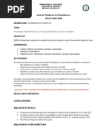 GUÍA de TRABAJO AUTONOMO N 2 Tecnologías de La Información y La Comunicación (TICs) en El Entorno Sanitario