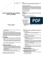 Cost Accounting and Control (Cost 1) Module: Clariza C. Gamboa