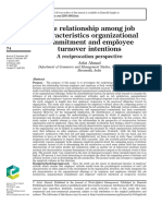 The Relationship Among Job Characteristics Organizational Commitment and Employee Turnover Intentions