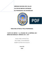 Costo de Ventas y La Rentabilidad de La Empresa M&y Señor de Muruhuay, Periodo 2016 - 2020-Grupo 14