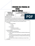 Manual de Funciones Del Personal de Cocina