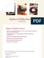 Styles of Table Services: Lecture No 18