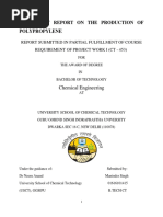 Feasibility Report On The Production of Polypropylene: Chemical Engineering