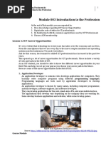 Module 003 Introduction To The Profession: Lesson 1: ICT Career Opportunities