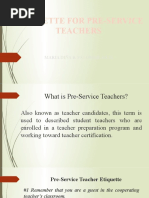 Etiquette For Pre-Service Teachers: Maria Diña B. Palomar, Ed. D