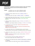 Exercises On Componential Analysis & Hyponym