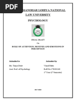 Dr. Ram Manohar Lohiya National Law University Psychology: Final Draft On