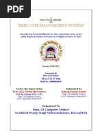 "Employee Management System": Dept. of Computer Science Awadhesh Pratap Singh Vishwavidyalaya, Rewa, (M.P.)