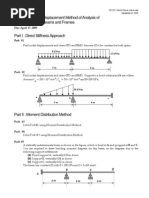 Homework #10: Displacement Method of Analysis of Beams and Frames