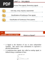 Continuous Time Signals, Elementary Signals