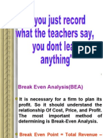 Break Even Analysis