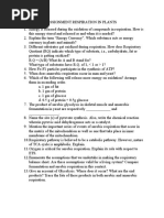 Respiration in Plants Worksheet