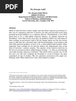 The Strategic Audit Dr. Jacques Saint-Pierre Adjunct Professor Department of Finance, Insurance and Real Estate School of Business Administration Laval University, QC, Canada, G1K 7P4