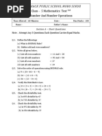 Class - 5 Mathematics Test Number and Number Operations