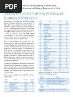 Assessment of State Implementation of Business Reforms 2016: Ministry of Commerce and Industry, Government of India