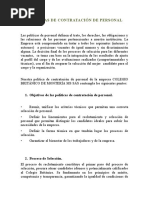 La Política de Contratación de Personal