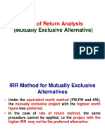 IRR Method For Mutually Exclusive Alternatives