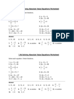 1.4b Solving Absolute Value Equations Worksheet