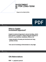 Capital Investment Appraisal For Long-Term Decisions