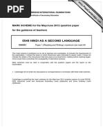 0549 Hindi As A Second Language: MARK SCHEME For The May/June 2012 Question Paper For The Guidance of Teachers