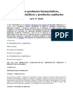 LEY #29459 Ley de Los Productos Farmacéuticos, Dispositivos Médicos y Productos Sanitarios