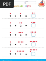 001 Sumas de 1 Digito para Primer Grado Fácil