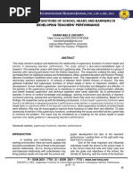 Supervisory Functions of School Heads and Barriers in Developing Teachers' Performance