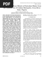 Evaluation of Trace Metals in Particulate Matter From The Ambient Air of Calabar Metropolis, Cross River State, Nigeria