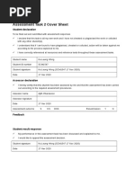 Assessment Task 2 Cover Sheet: Student Declaration