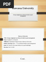 Hawassa University: Group Assignment On Advanced Study in Sport Management