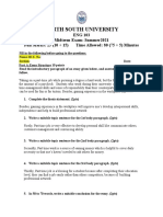 North South University: ENG 103 Midterm Exam: Summer2021 Full Marks: 25 (10 + 15) Time Allowed: 80 (75 + 5) Minutes