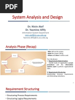 System Analysis and Design: Dr. Nivin Atef Dr. Yasmine Afify