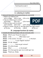 A. Listening (4 Marks) : Test Based On Unit 2