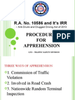 PROCEDURES ON APPREHENSION On Anti-Drunk Driving Under R.A. No. 10586