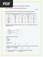 Infosys Placement Paper: Section I: Arithmetic Reasoning & Analytical Thinking