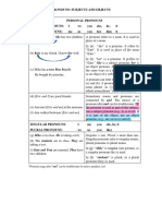 Unit 12 - 4-6 Personal Pronouns Subjects and Objects 4-7 Possesive Nouns