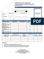 Application Form For Employment PHLN Project, National Institute of Health, Islamabad Application For The Post of