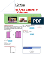 Área Lateral y Volumen de Un Cilindro