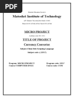 Matoshri Institute of Technology: Micro Project Title of Project Currency Converter