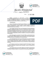 RM #531-2021-Minedu - Disposiciones para El Retorno A La Presencialidad y - o Semipresencialidad y La Prestacion Del Servicio Educativo para El Año Escolar 2022 en Iiee