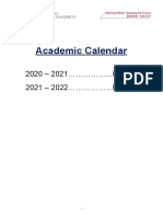 Academic Calendar of 2021-2022